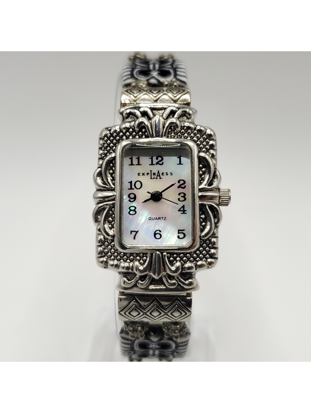 LA Express Watch Women Silver Tone MOP Dial Decorative Band New Battery 23mm